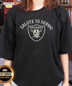 Good Coach Pete Carroll in Las Vegas Raiders NFL Salute to Service logo on a stylish ladies tee shirt.