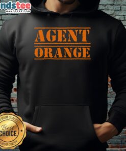 Good Code Agent wearing an orange hoodie, showcasing a stylish and contemporary tech-inspired look.