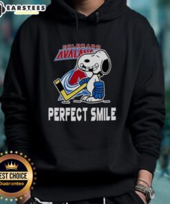 Good Colorado Avalanche Hockey Snoopy hoodie featuring a perfect smile design, perfect for fans and cold weather.