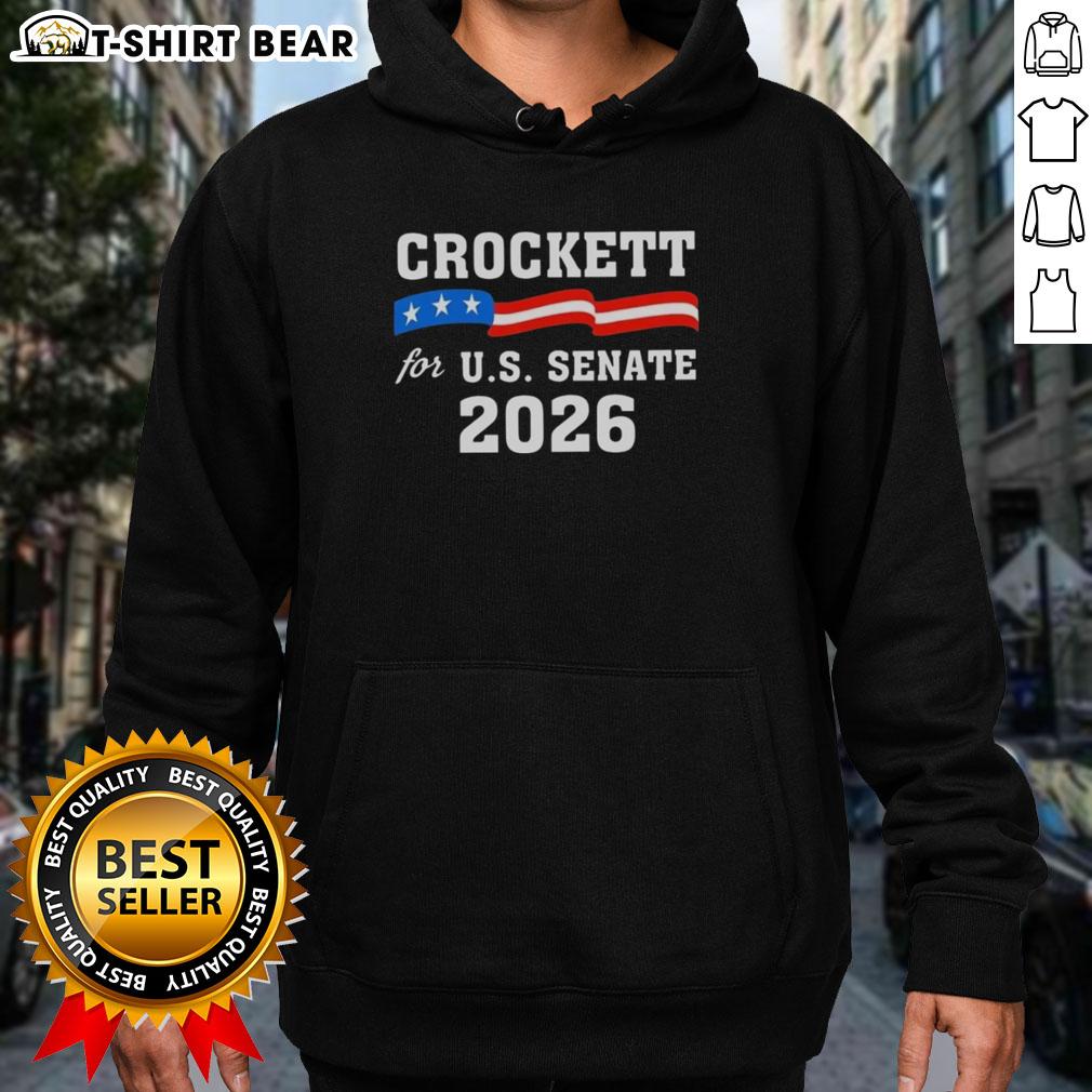 Good Crockett For Us Senate 2026 Hoodie Good Crockett for US Senate 2026 hoodie in navy, featuring bold campaign logo, perfect for supporters and fans.