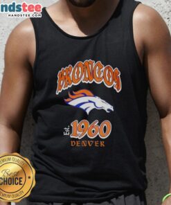 Good Denver Broncos Helmet Relaxed Graphic Tank Top featuring a stylish design for fans of the NFL team.