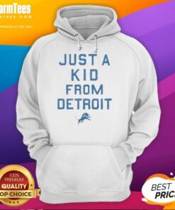 Good Detroit Lions hoodie for kids, featuring 'Just A Kid From Detroit' design, perfect for young fans.