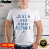 Alt Text: Good Detroit Lions Just A Kid From Detroit T-Shirt featuring a bold design perfect for Lions fans and Detroit pride.