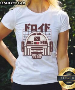 Good Droid Club Ladies Tee featuring a stylish design for women who love droids and sci-fi fashion.