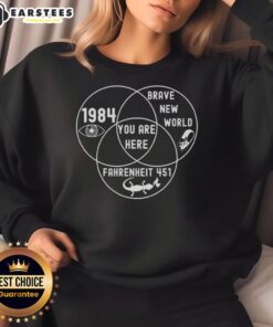 Good Dystopian Venn Diagram Sweatshirt featuring a unique graphic design for fans of dystopian themes and culture.