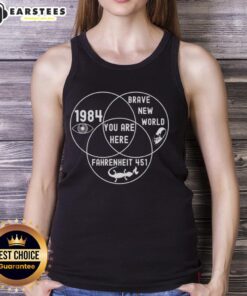 Stylish Good Dystopian Venn Diagram tank top featuring a unique graphic design perfect for casual wear and dystopian fans.