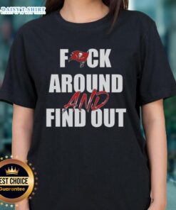 Good F*ck Around And Find Out Tampa Bay Buccaneers ladies tee featuring team colors and logo for female fans.