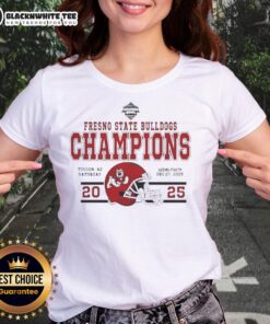 Fresno State Bulldogs Football Champions 2025 tee featuring Snoop Dogg at the Arizona Bowl, perfect for fans.