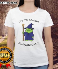 Good Frog Wizard tee featuring a whimsical quote, perfect for ladies who love fun and mischief in fashion.