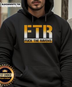 Alt Text: Pittsburgh Steelers football hoodie featuring 'Fck The Ravens' graphic, perfect for game day fans.