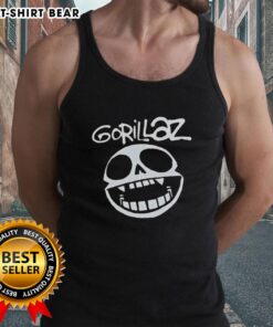 Good Gorillaz band skull logo tank top featuring vibrant graphics and a stylish design for fans of the iconic music group.