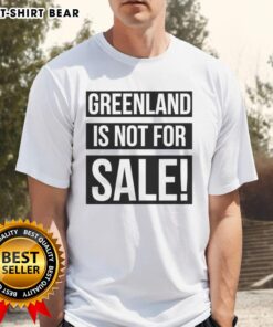 Good Greenland Is Not For Sale retro t-shirt featuring bold text design on a classic fit tee for eco-conscious fashion.