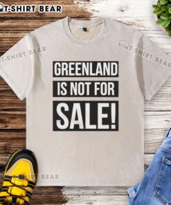 Alt Text: Retro washed t-shirt featuring Good Greenland Is Not For Sale slogan, perfect for eco-conscious fashion lovers.