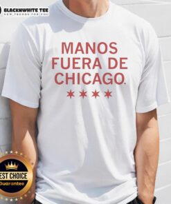 Good Hands Off Chicago Spanish T-Shirt featuring bold text design, perfect for fans of Chicago culture and style.