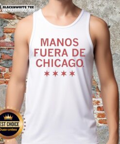 Good Hands Off Chicago Spanish tank top featuring vibrant design, perfect for stylish summer wear in the city.