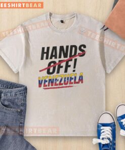 Good Hands Off Red Line Venezuela washed t-shirt featuring bold design and soft fabric, perfect for casual wear.