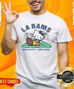 Good Hello Kitty X Los Angeles Rams Kickoff T-Shirt featuring a playful design perfect for NFL fans and Hello Kitty lovers.
