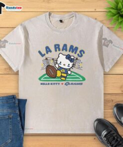Good Hello Kitty x Los Angeles Rams Kickoff washed t-shirt featuring a vibrant design perfect for fans.