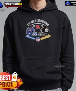 Good Houston Texans vs Pittsburgh Steelers 2026 AFC Wild Card Round hoodie featuring team helmets in vibrant colors.