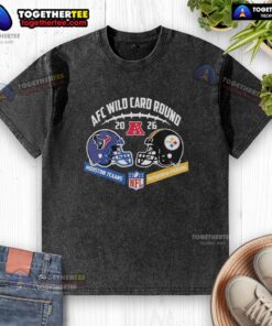 Good Houston Texans vs Pittsburgh Steelers 2026 AFC Wild Card Round helmet matchup washed t-shirt design.