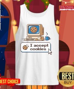 Good I Accept Cookies tank top featuring a fun graphic design, perfect for casual wear and cookie lovers.