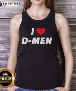 Model wearing a 'Good I Love D Men' tank top, showcasing a stylish, casual look perfect for summer outfits.