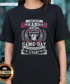 Good I May Live In Arkansas But On Game Day My Heart And Soul Belongs To Las Vegas Raiders Football Ladies Tee