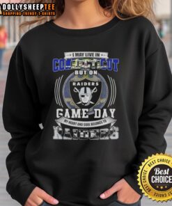 Game day sweatshirt featuring Las Vegas Raiders logo, perfect for fans living in Connecticut showing team spirit.