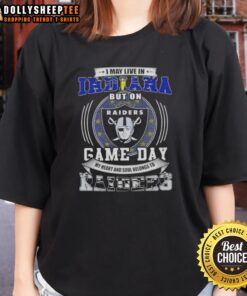 Good I May Live In Indiana But On Game Day My Heart Belongs To Las Vegas Raiders Football Ladies Tee for fans.