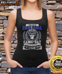 Good I May Live In Indiana But On Game Day My Heart And Soul Belongs To Las Vegas Raiders Football Tank Top design.