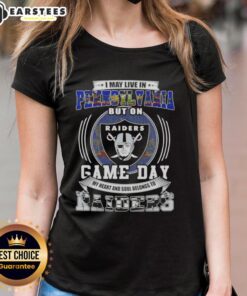 Womens tee showcasing pride for Las Vegas Raiders football, perfect for fans in Pennsylvania on game day.