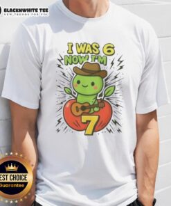 Funny 7th birthday T-shirt featuring 'Good I Was 6 Now Im 7' meme for kids celebrating their milestone birthday.