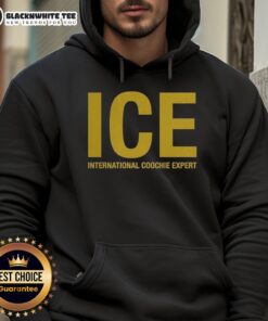 Alt Text: Good ICE International Coochie Experts logo on a stylish hoodie, perfect for fans of trendy streetwear.