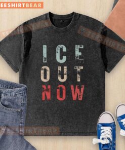 Vintage washed t-shirt featuring 'Good Ice Out Now' graphic, perfect for casual wear and stylish summer outfits.