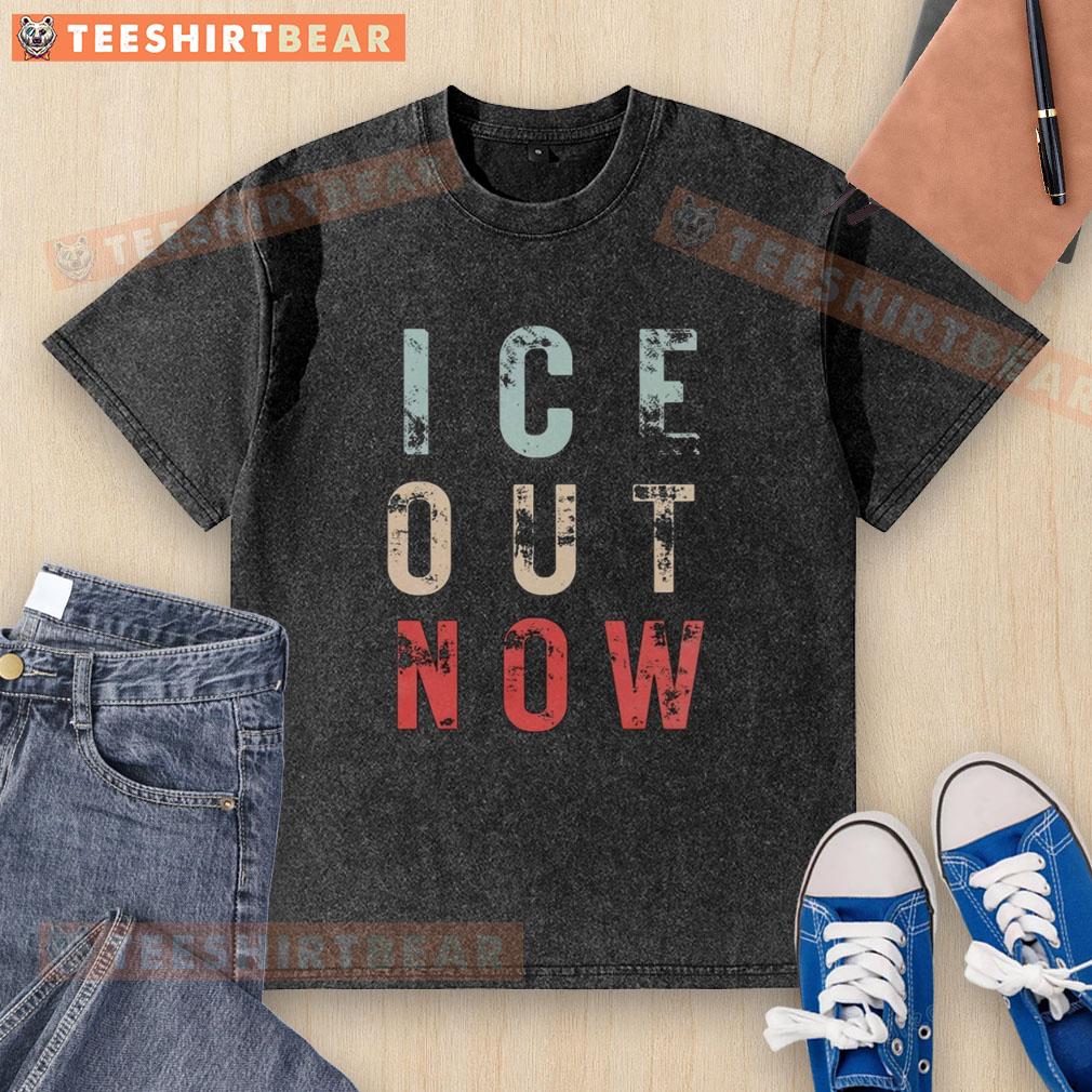 good-ice-out-now-vintage-washed-t-shirt Vintage washed t-shirt featuring 'Good Ice Out Now' graphic, perfect for casual wear and stylish summer outfits.