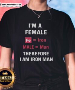 Female Iron Man graphic tee featuring 'I Am Iron Man' slogan for women, perfect for Marvel fans and casual wear.
