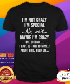 Alt Text: Funny 'I'm Not Crazy I'm Special' T-Shirt design with witty text for those who talk to themselves.