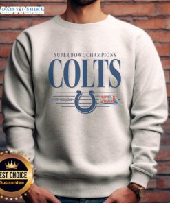 Vintage Indianapolis Colts NFL Super Bowl Champions sweatshirt featuring the team's classic logo and championship design.