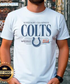 Vintage Indianapolis Colts NFL Super Bowl Champions T-Shirt featuring the team's classic logo and championship history.