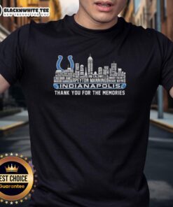 Good Indianapolis Colts Thank You For The Memories City Skyline T-Shirt featuring a vibrant skyline design and team colors.