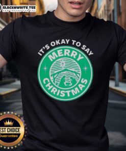 Alt Text: Good It's Okay To Say Merry Christmas logo T-Shirt featuring festive design and vibrant colors, perfect for holiday cheer.
