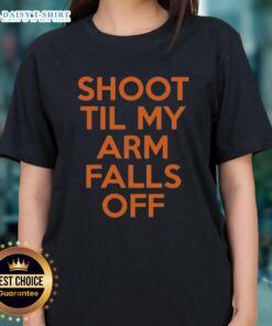 Good Kevin Durant Shoot Til My Arm Falls Off Ladies Tee featuring a stylish graphic of Durant in action on a soft fabric.
