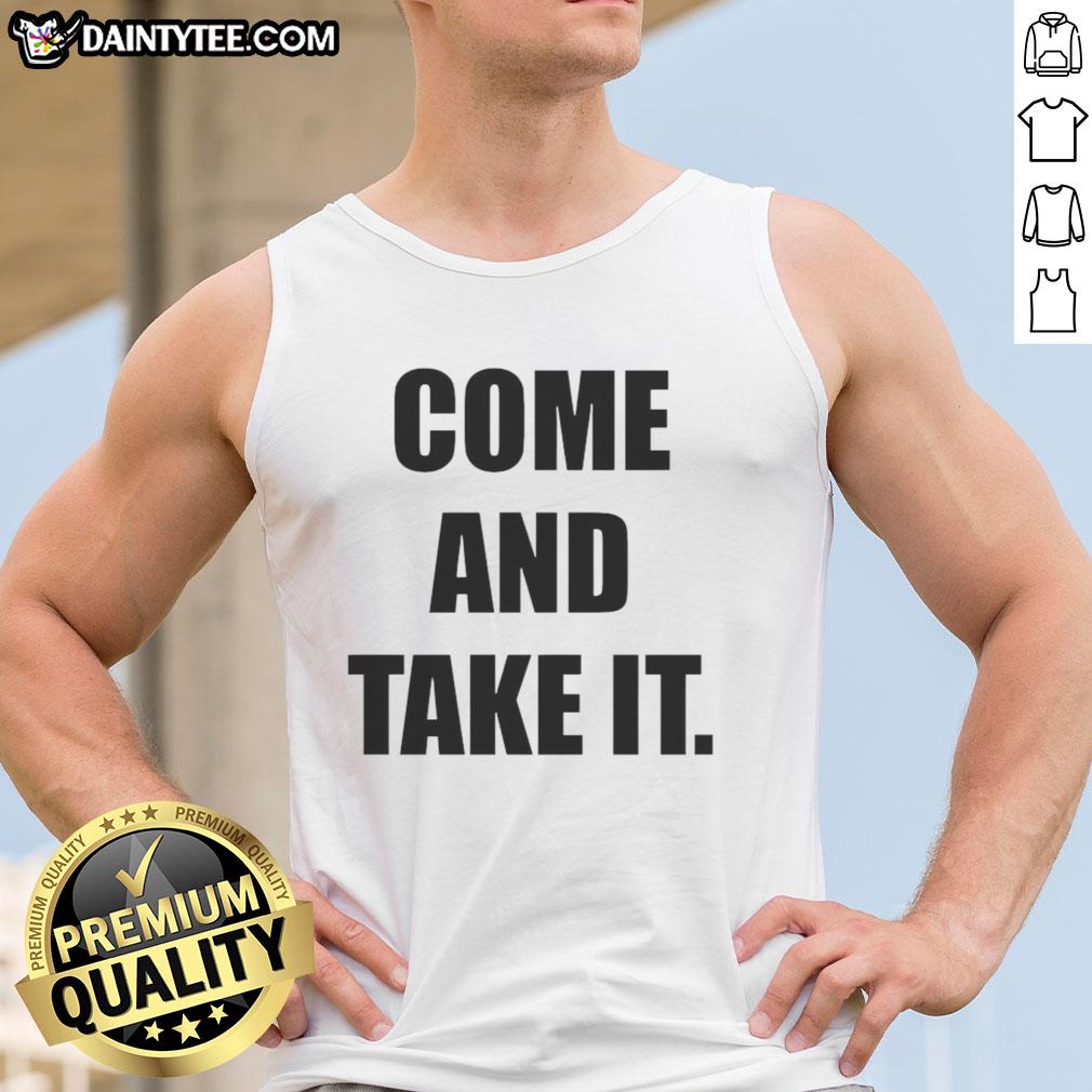 good-kiernan-shipka-come-and-take-it-tank-top Good Kiernan Shipka wearing a 'Come and Take It' tank top, showcasing a trendy and stylish casual look.