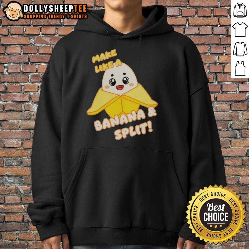 Good Lankybox Banany Make Like A Banana Split Hoodie Alt Text: Good Lankybox Banana Split hoodie featuring a playful banana design, perfect for fans of Lankybox merchandise.