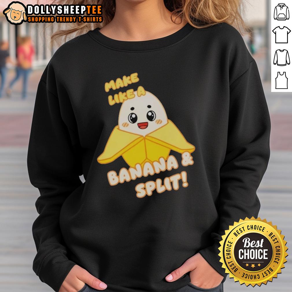 Good Lankybox Banany Make Like A Banana Split Sweatshirt Good Lankybox Banana Split Sweatshirt featuring fun banana graphics and vibrant colors, perfect for fans of Lankybox.