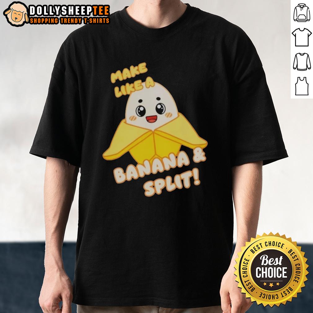 Good Lankybox Banany Make Like A Banana Split T Shirt Good Lankybox Banana Split T-Shirt featuring a fun banana design, perfect for Lankybox fans and playful outfits.
