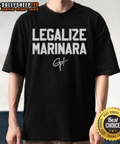 Good Legalize Marinara T-Shirt featuring a playful design with vibrant colors promoting marinara sauce love.