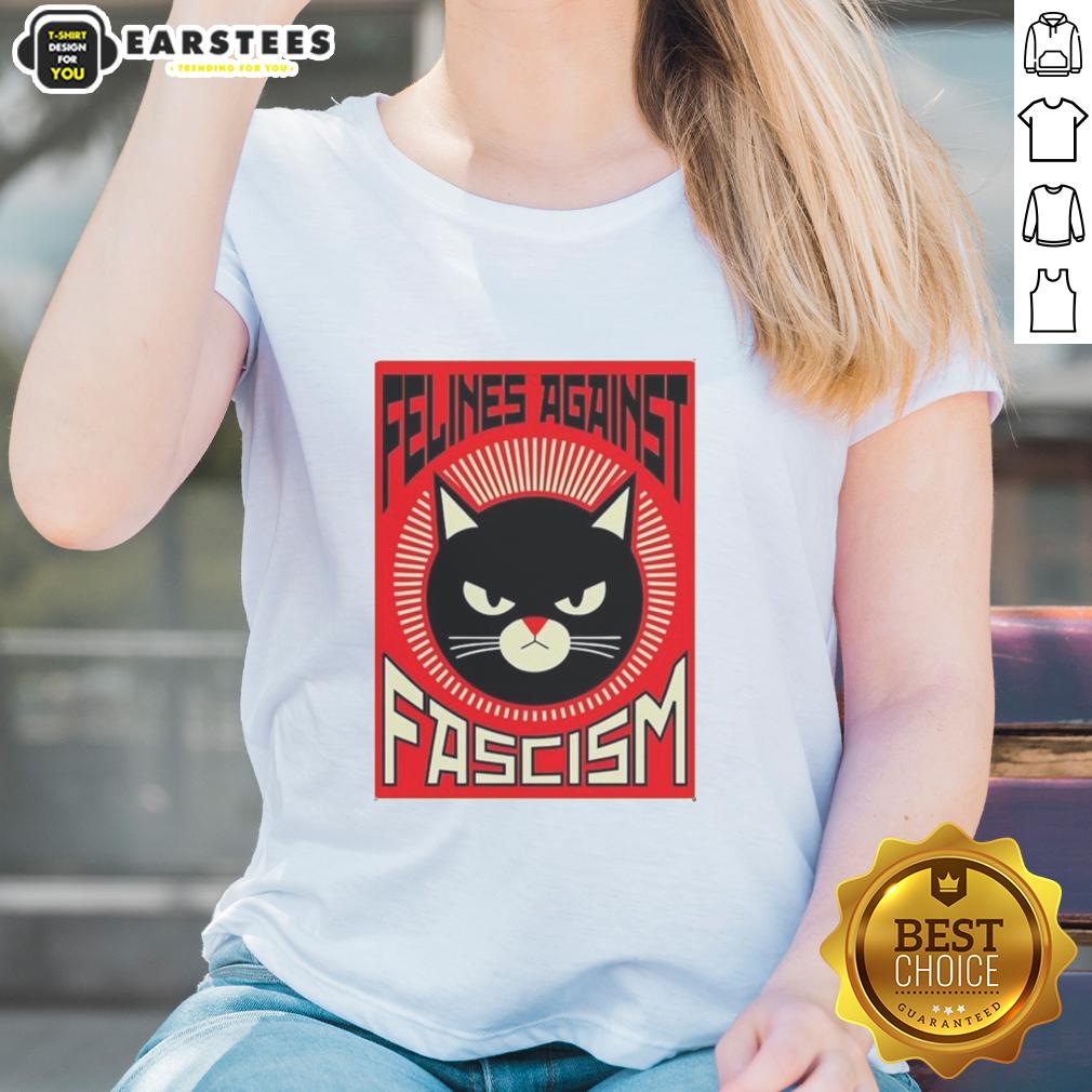 good-lorenzo-the-cat-felines-against-fascism-ladies-tee Alt Text: Good Lorenzo the Cat Felines Against Fascism ladies tee featuring a playful cat design promoting anti-fascism.