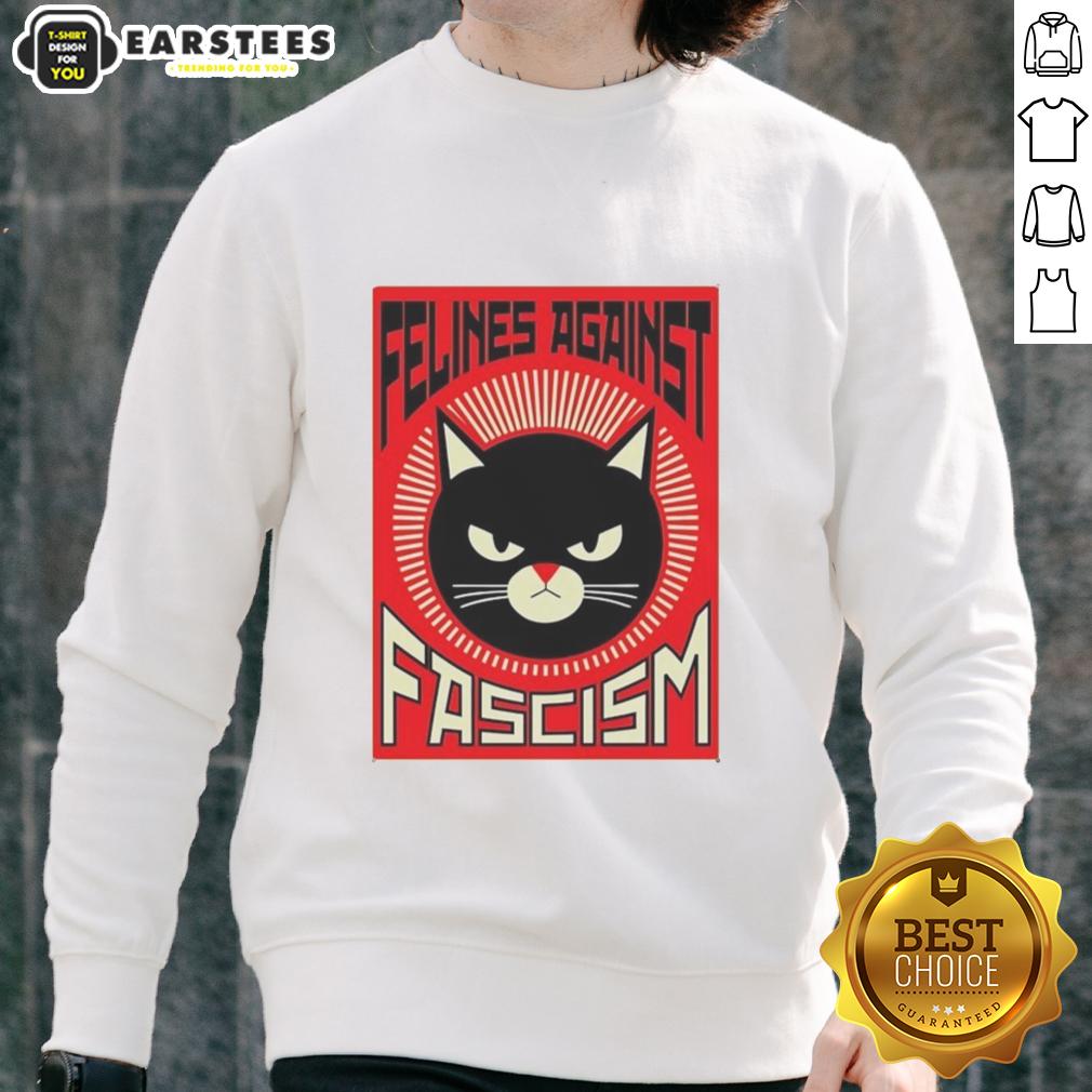 good-lorenzo-the-cat-felines-against-fascism-sweatshirt Good Lorenzo the Cat sweatshirt featuring Felines Against Fascism design, perfect for cat lovers and activists.