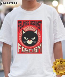 Alt Text: Good Lorenzo The Cat Felines Against Fascism T-Shirt featuring a whimsical cat design with anti-fascism message.